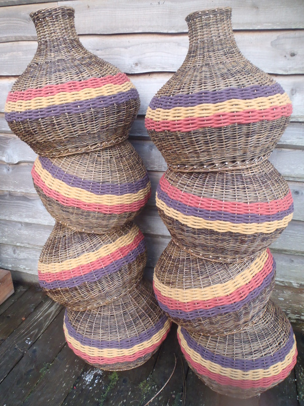 colourful pendant woven lampshades